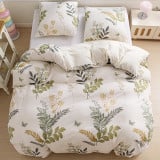 Pościel 140x200 bawełna satynowa dwustronna GierekHoff gruba 2 części GH 3058 gałązki z liśćmi