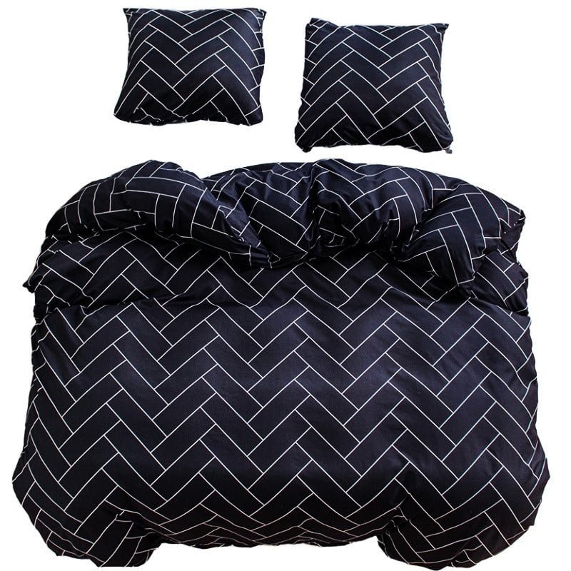 Pościel 200x220 bawełna satynowa dwustronna GierekHoff gruba 3 części GH 3069 czarna mozaika