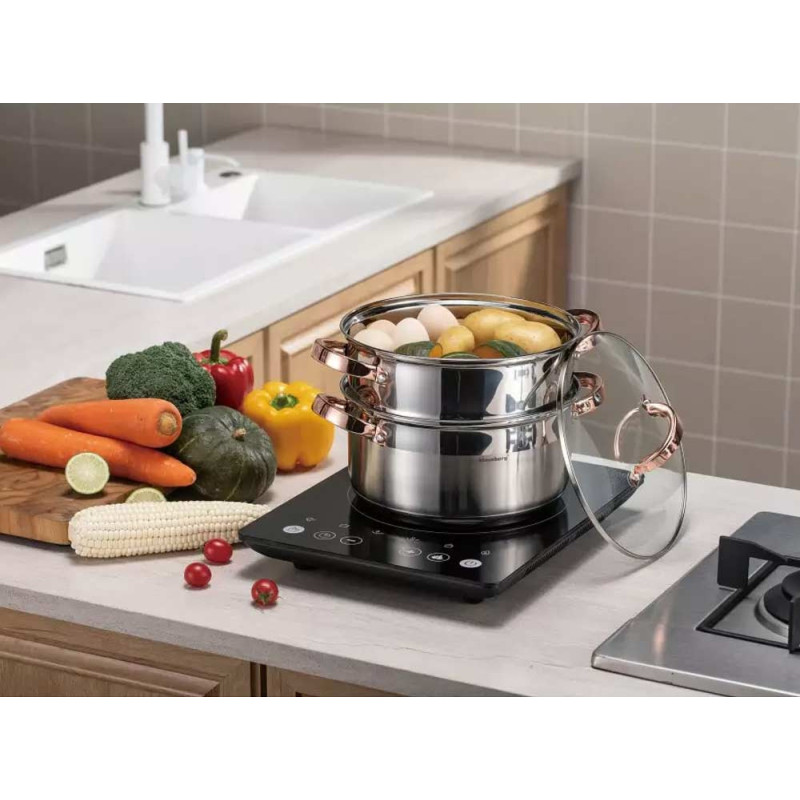 Garnek do gotowania na parze 2.5 l  parowar 18 cm stalowy 3 elementy  Klausberg KB 7725
