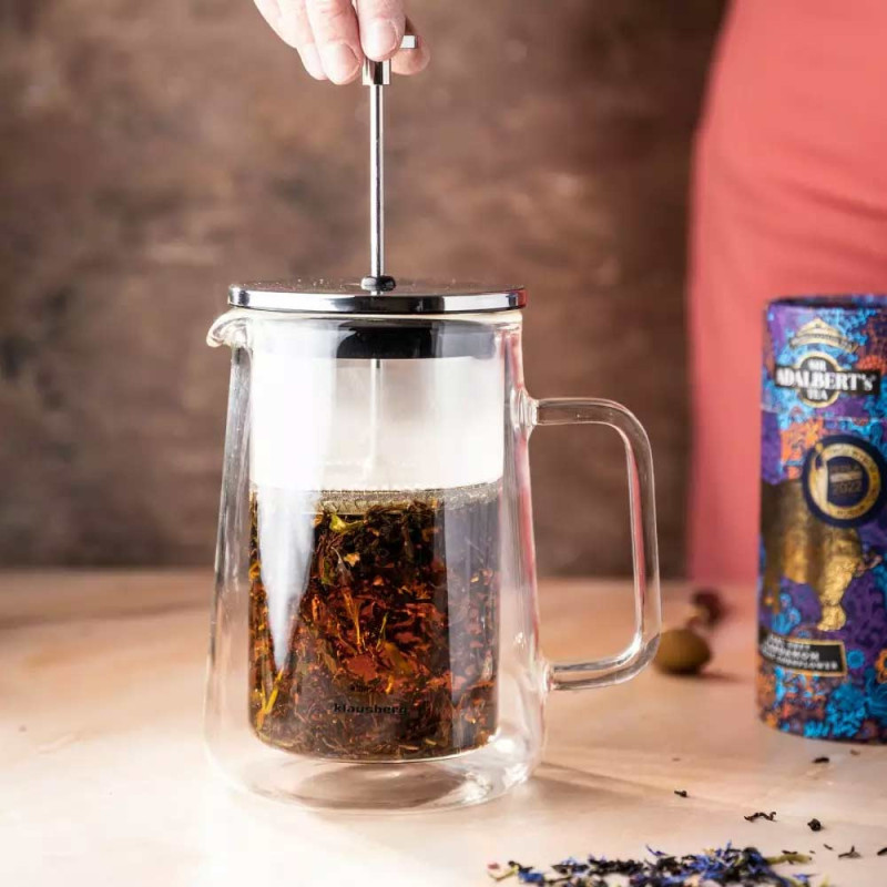 Szklany zaparzacz TERMICZNY tłokowy do herbaty kawy ziół 350 ml Klausberg KB 7684