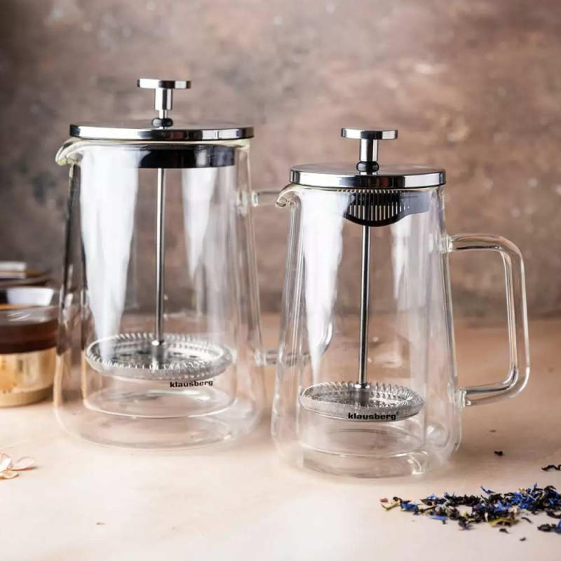 Szklany zaparzacz TERMICZNY tłokowy do herbaty kawy ziół 350 ml Klausberg KB 7684