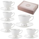 Serwis kawowy dla 6 osób Liric porcelana zestaw filiżanek ze spodkami 6+6 biały Florina