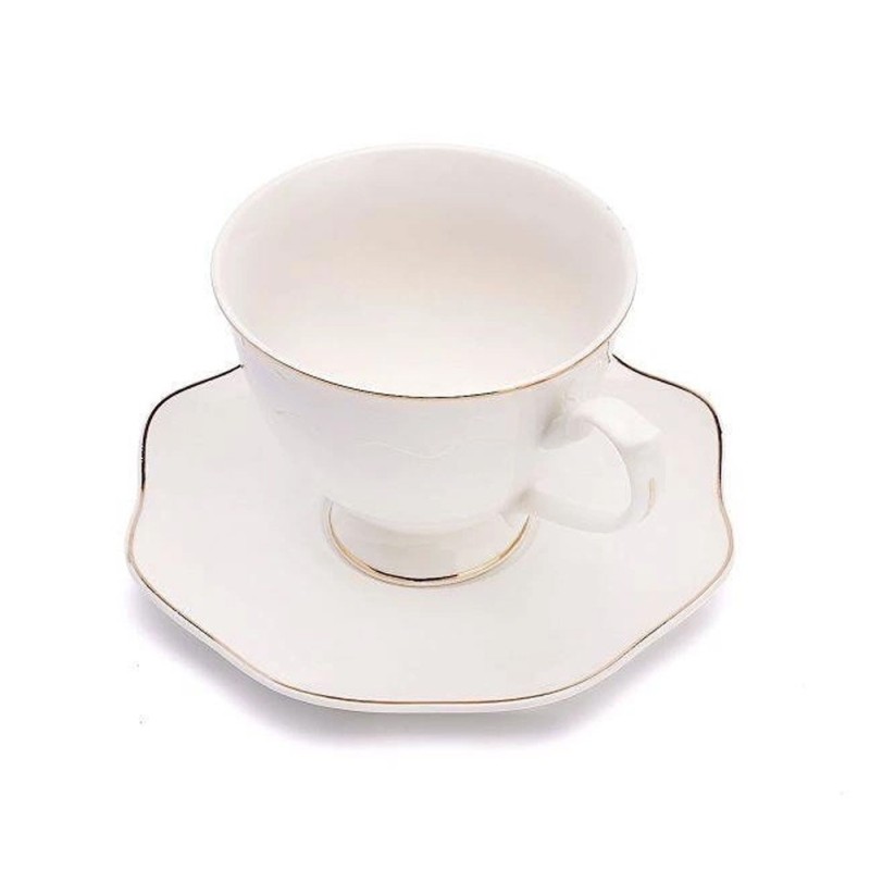 Serwis kawowy dla 6 osób Liric porcelana zestaw filiżanek ze spodkami 6+6 biały Florina