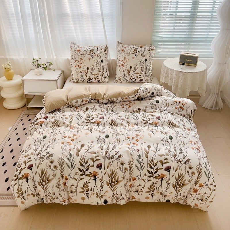 Pościel 200x220 bawełna satynowa dwustronna GierekHoff gruba 3 części GH 3072 kwiaty