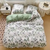 Pościel 160x200 bawełna satynowa dwustronna GierekHoff gruba 3 części GH 3073 zielona w kwiaty