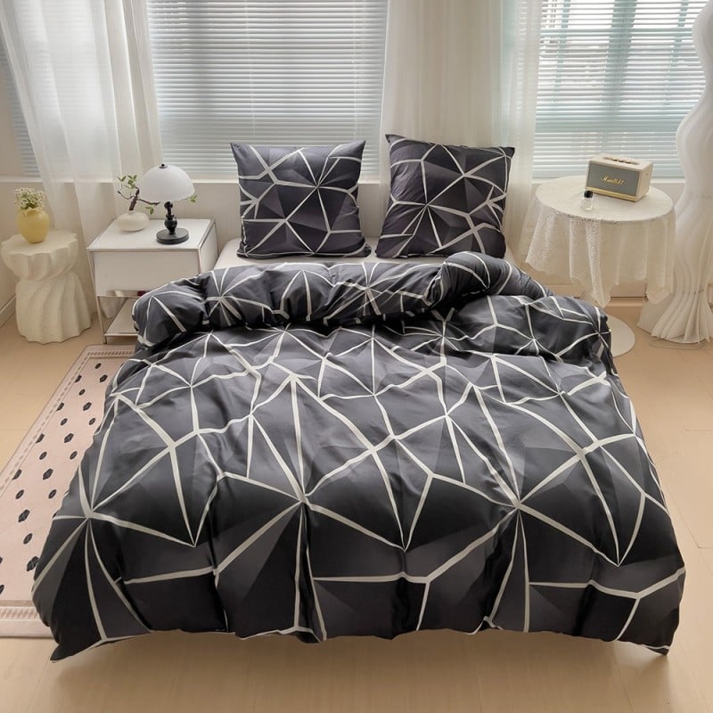 Pościel 160x200 bawełna satynowa dwustronna GierekHoff gruba 3 części GH 3075 trójkąty