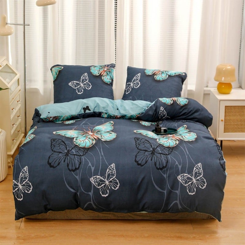 Pościel 160x200 bawełna satynowa dwustronna GierekHoff gruba 3 części GH 3080 motyle