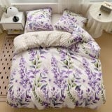 Pościel 200x220 bawełna satynowa dwustronna GierekHoff gruba 3 części GH 3082 fioletowe kwiaty