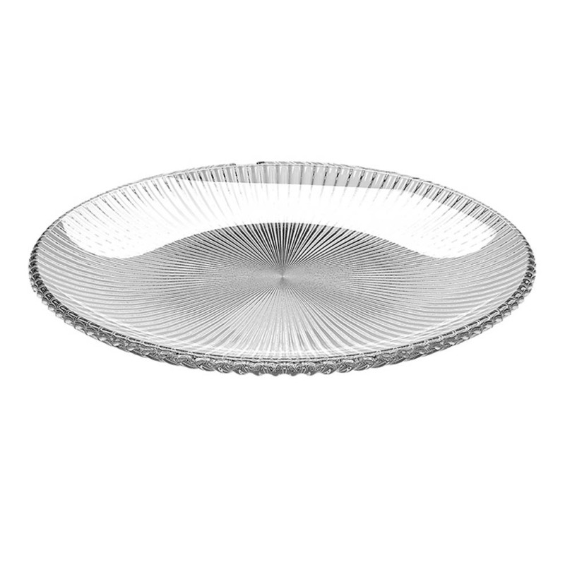 Talerzyki deserowe 20 cm i patera 25 cm szklane Florina Rimini zestaw 7 sztuk spodek na ciasto deser