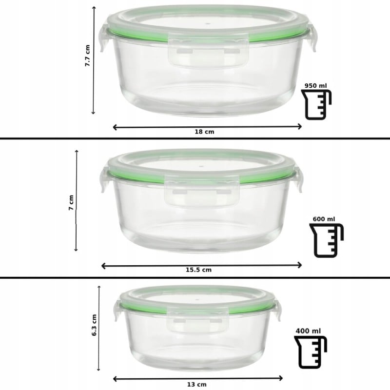 Pojemniki szklane zestaw 10 sztuk lunchbox GierekHoff Corio żaroodporne hermetyczne