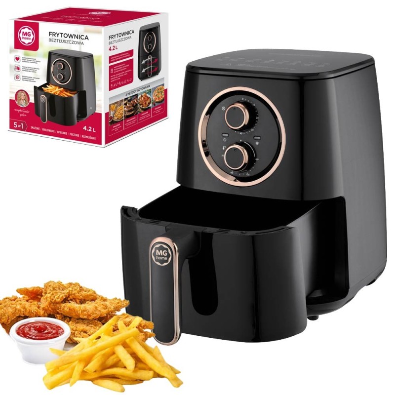 Frytownica beztłuszczowa 5w1 air fryer manual 4.2 L czarna 1400W MG Home