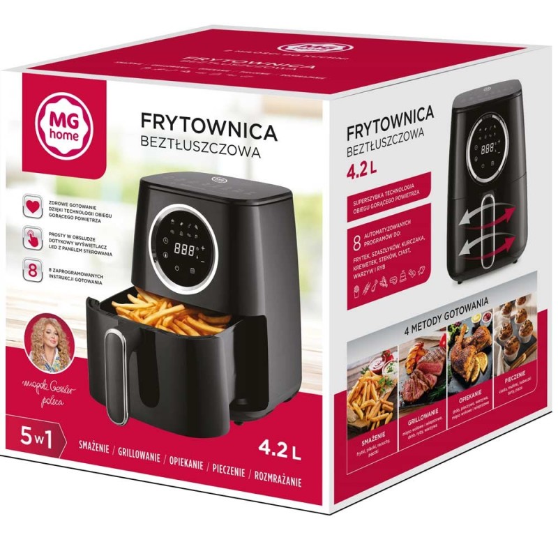 Airfryer 5 w 1 frytkownica beztłuszczowa MG Home Black Air Fryer 4.2 L czarna 1400W