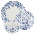 Serwis obiadowy porcelanowy 18 elementów zestaw talerzy dla 6 osób kwiaty Colette Florina