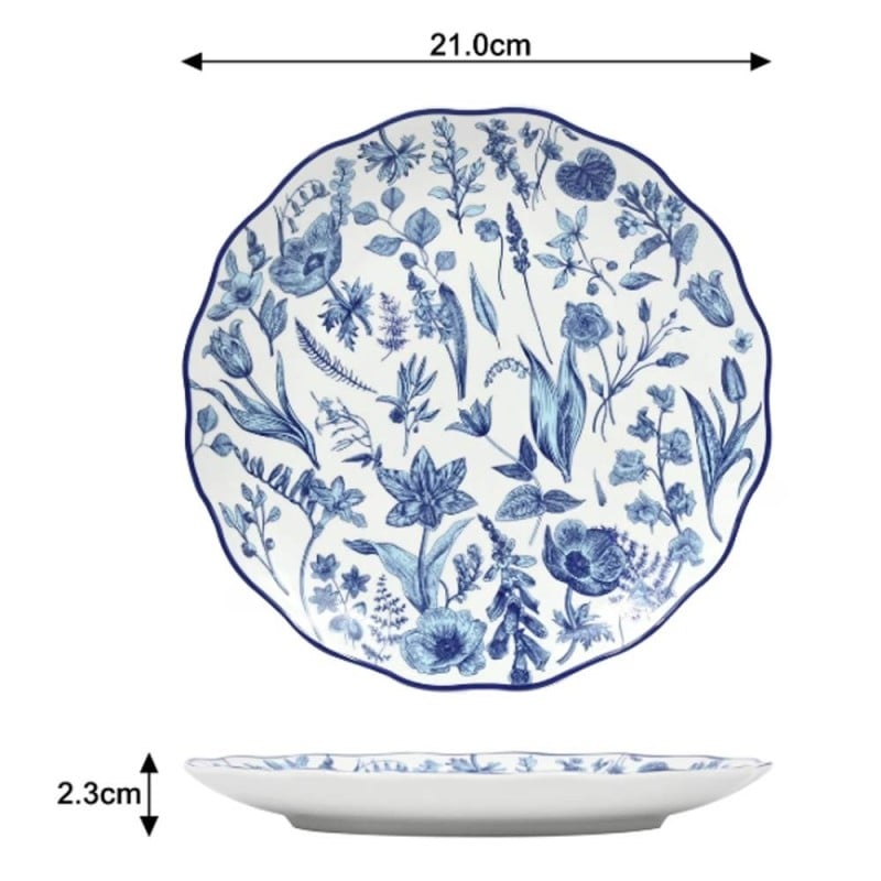 Serwis obiadowy porcelanowy 18 elementów zestaw talerzy dla 6 osób kwiaty Colette Florina