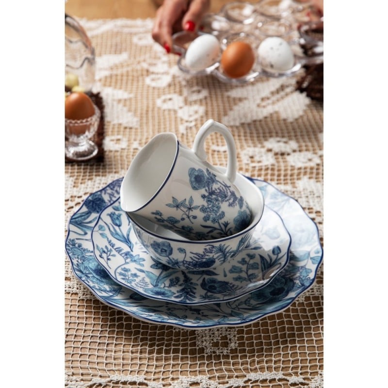 Serwis obiadowy porcelanowy 24 elementów zestaw talerzy dla 6 osób kwiaty Colette Florina