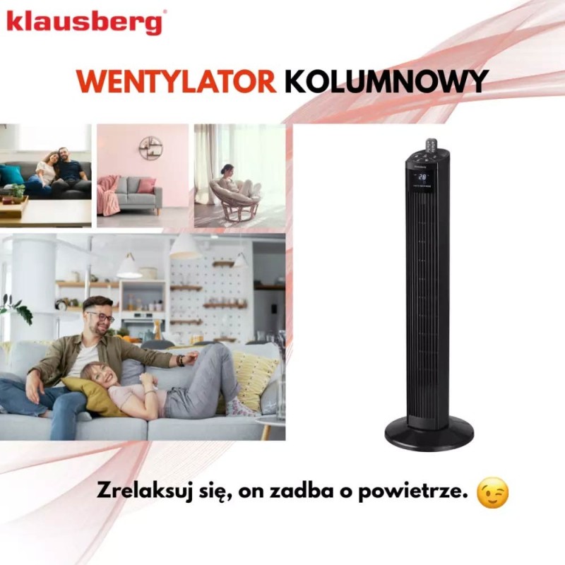 Wentylator kolumnowy podłogowy wiatrak stojący biurowy Klausberg KB 7876