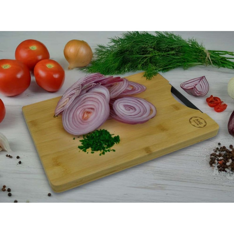 Deski do krojenia zestaw 3 sztuki prostokątne 24/30/40 cm MG Home drewniane kuchenna z czarnym uchwytem