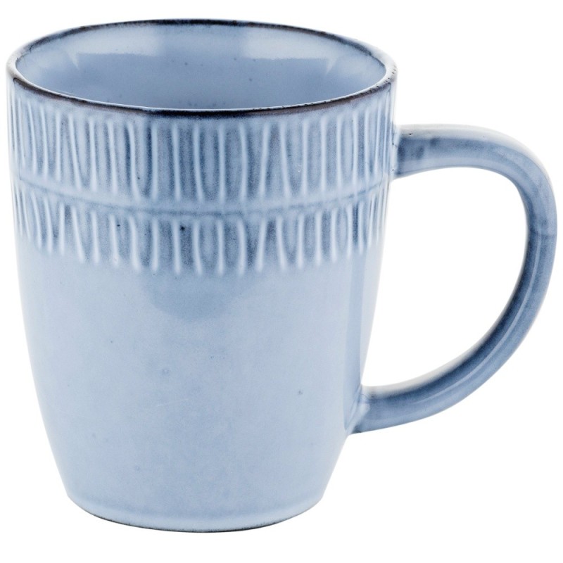 Serwis obiadowy porcelanowy Florina Almond Blue 24 elementy zestaw talerzy z kubkami dla 6 osób niebieskie