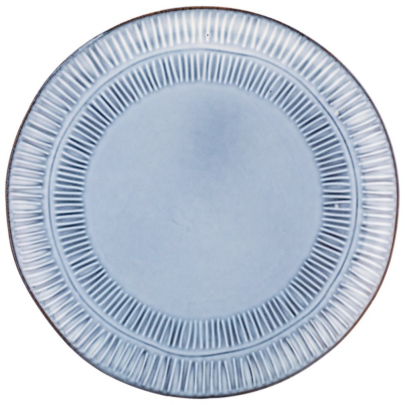 Serwis obiadowy porcelanowy Florina Almond Blue 24 elementy zestaw talerzy z salaterkami dla 6 osób niebieskie