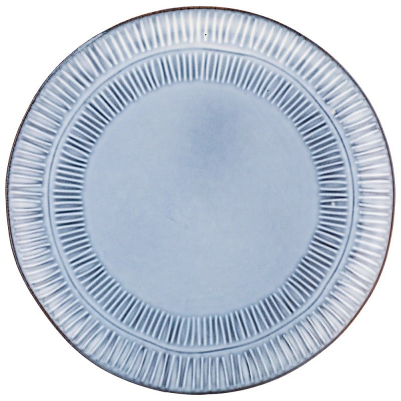 Serwis obiadowy porcelanowy Florina Almond Blue 30 elementów zestaw talerzy z kubkami i salaterkami dla 6 osób niebieskie