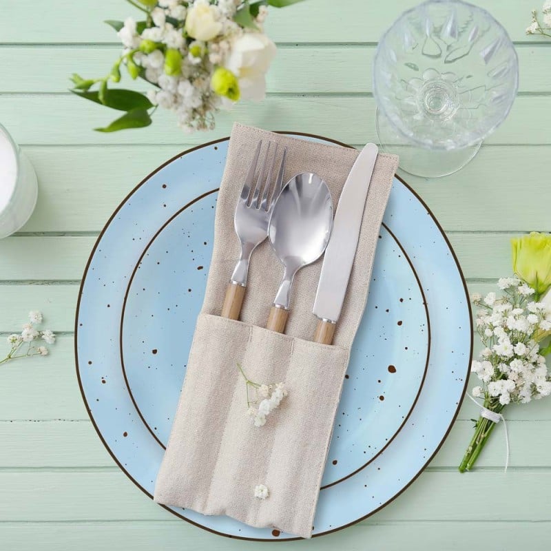 Serwis obiadowy porcelanowy MG Home Gemma Blue 18 elementów zestaw talerzy dla 6 osób niebieskie nakrapiane