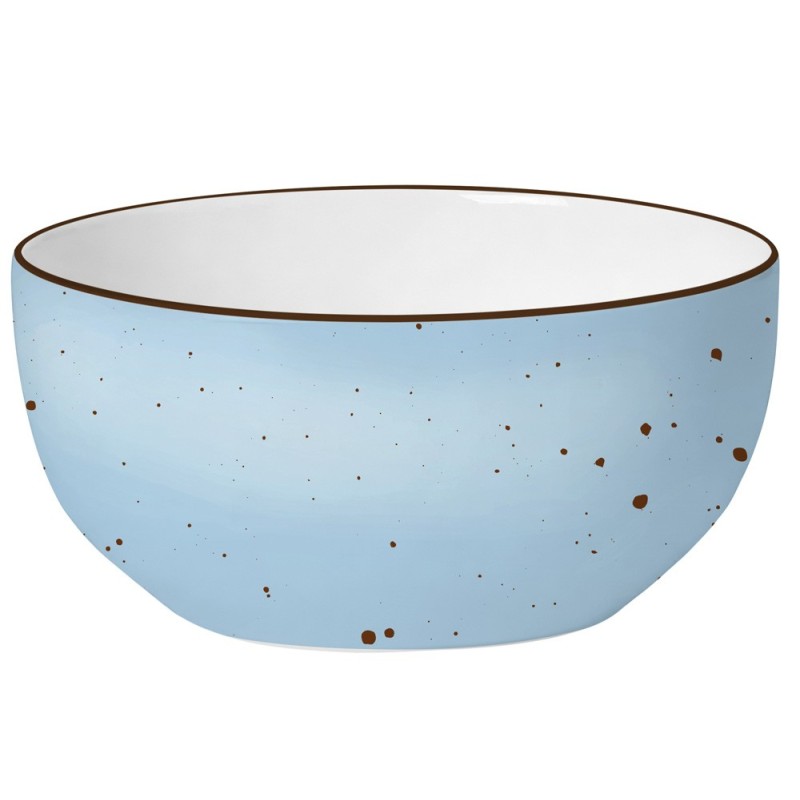 Serwis obiadowy porcelanowy MG Home Gemma Blue 12 elementów zestaw talerzy dla 4 osób niebieskie nakrapiane