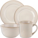 Serwis obiadowy porcelanowy Florina Fjordi 24 elementy zestaw talerzy kubków dla 6 osób kremowe retro