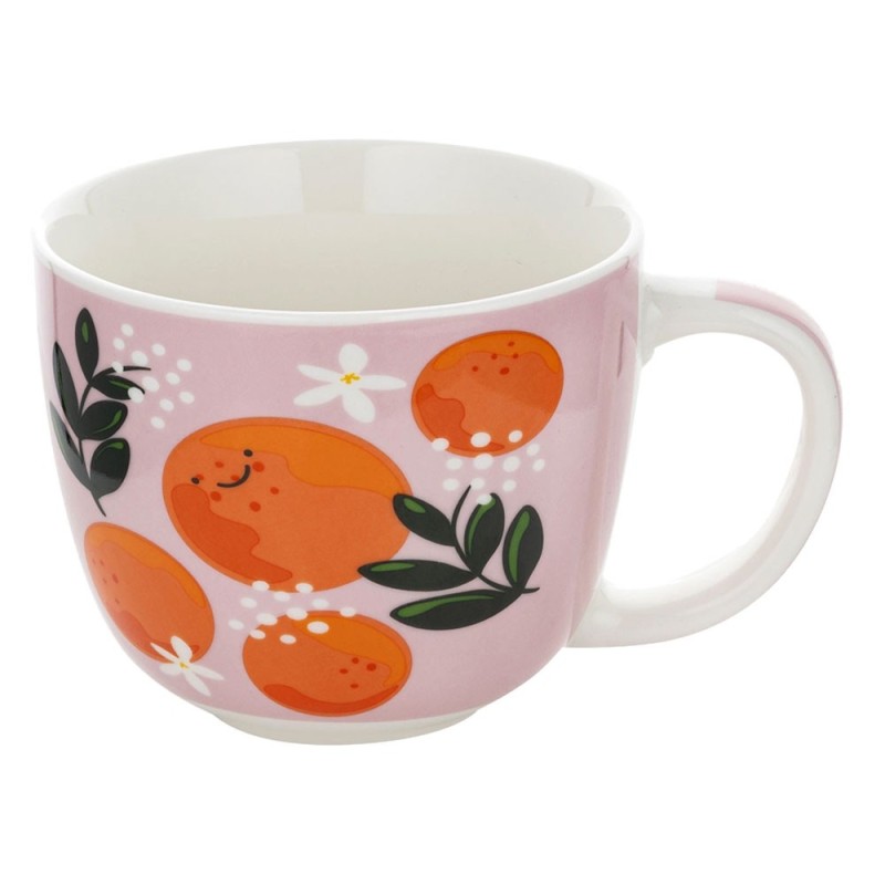 Kubki porcelanowe Florina Owocówki 400 ml zestaw 6 kubków białe wzór owoce