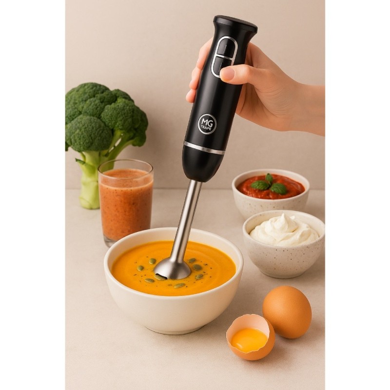 Blender ręczny MG Home 300W z regulacją prędkości czarny do zup koktajli mocny