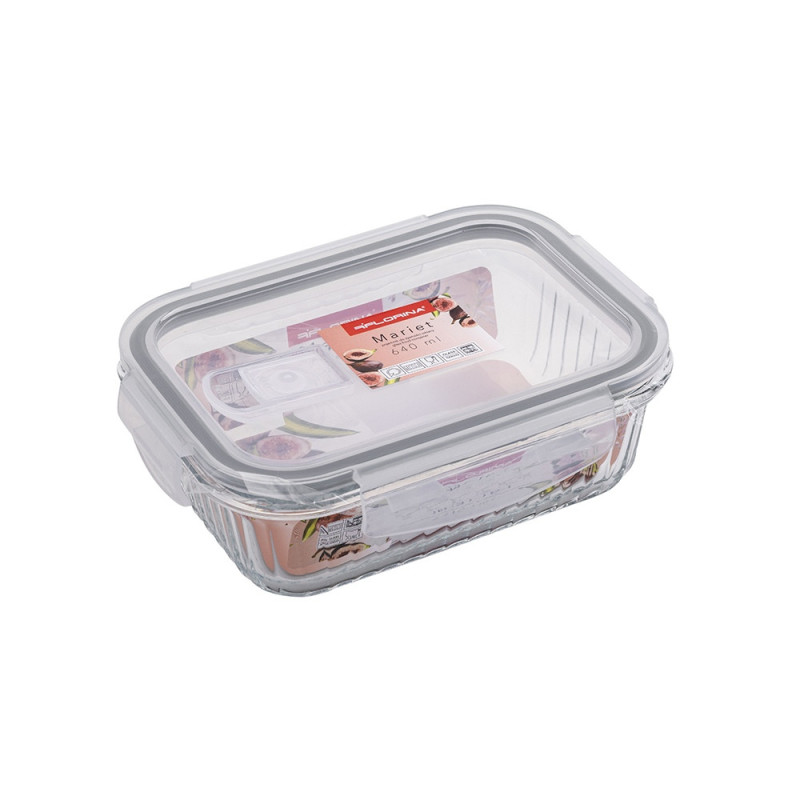 Pojemniki szklane ryflowane Florina Mariet lunchbox 1500/1050/640/370 ml żaroodporne hermetyczne zestaw 4 sztuki