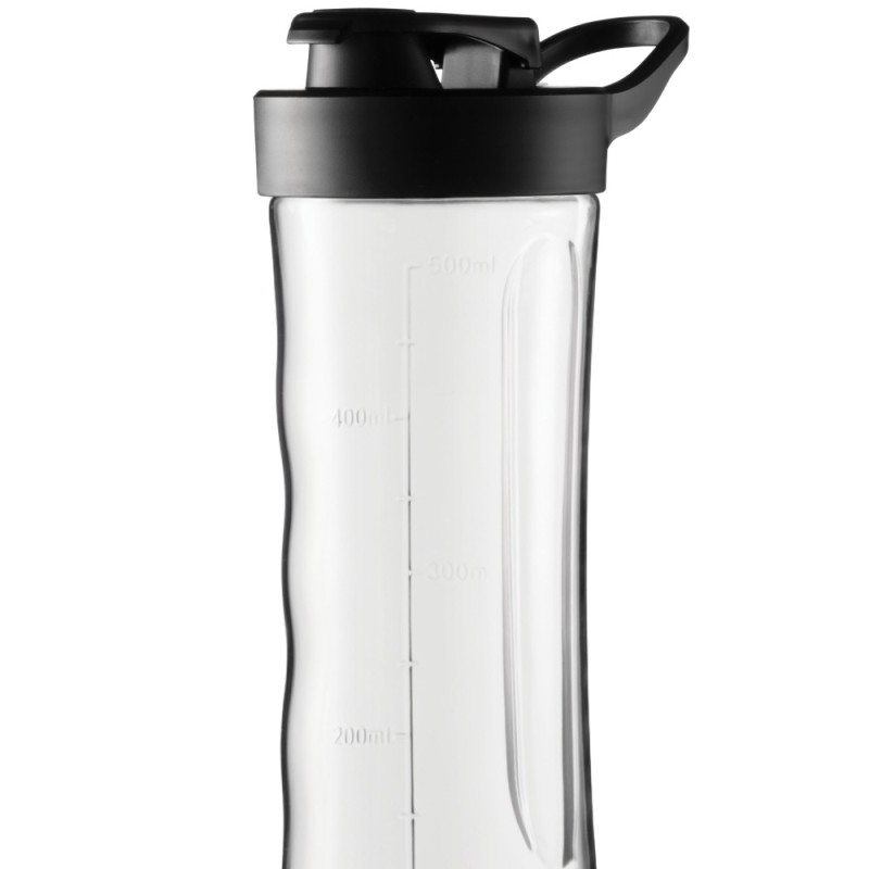 Blender personalny MG Home 500 ml 260W Butelka z ustnikiem, pokrywka i ostrze ze stali nierdzewnej czarny