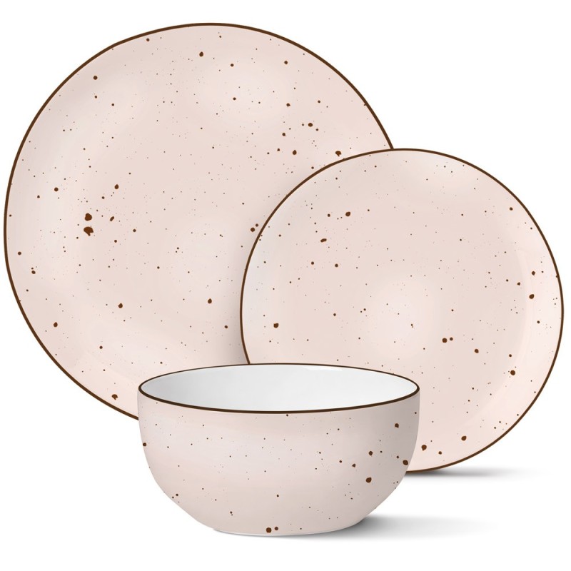 Serwis obiadowy 36 elementów porcelanowy MG Home Gemma Pastel zestaw talerzy dla 12 osób kolorowe nakrapiane