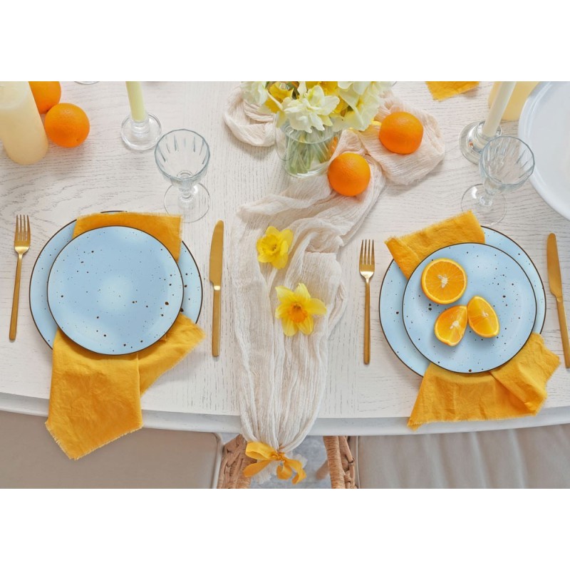 Serwis obiadowy 36 elementów porcelanowy MG Home Gemma Pastel zestaw talerzy dla 12 osób kolorowe nakrapiane