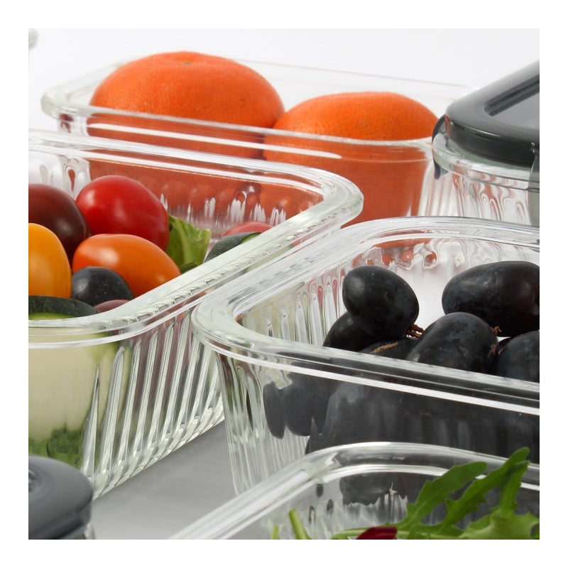 Pojemniki szklane lunchbox GierekHoff Riffle 1500/1000/400 ml żaroodporne szczelne GH 1107