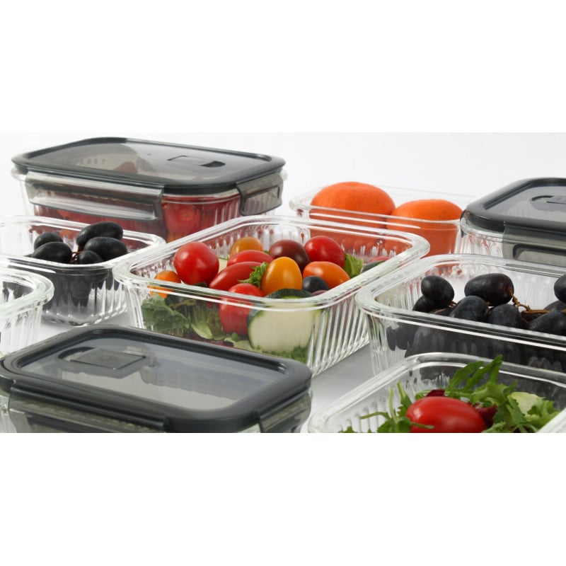 Pojemniki szklane lunchbox GierekHoff Riffle 1500/1000/400 ml żaroodporne szczelne GH 1107