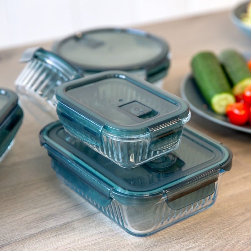 Pojemniki szklane lunchbox GierekHoff Riffle 1500/1000/400 ml żaroodporne szczelne GH 1107