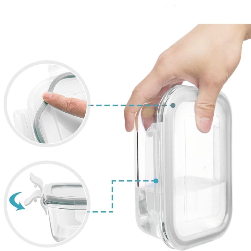 Pojemniki szklane 1040 ml prostokątne lunchbox GierekHoff Corio zestaw 3 sztuki żaroodporne hermetyczne GH 1109