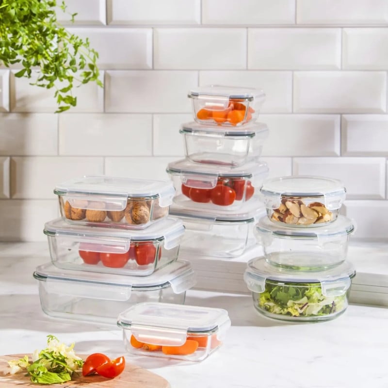 Pojemniki szklane 1040 ml prostokątne lunchbox GierekHoff Corio zestaw 3 sztuki żaroodporne hermetyczne GH 1109