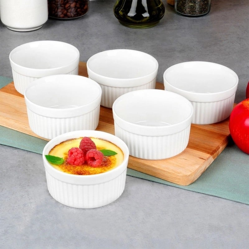 Kokilki do zapiekania 260 ml ramekin zestaw 10 sztuk salaterki miseczki pojemniki porcelanowe Brulee