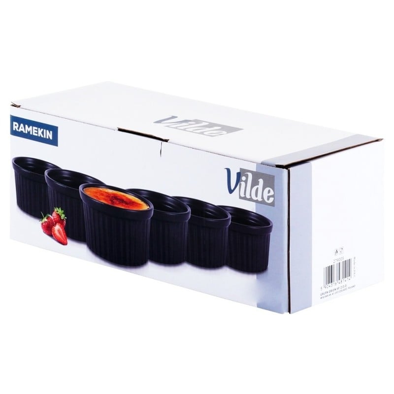 Kokilki do zapiekania 260 ml ramekin zestaw 6 sztuk salaterki miseczki pojemniki porcelanowe Brulee czarne