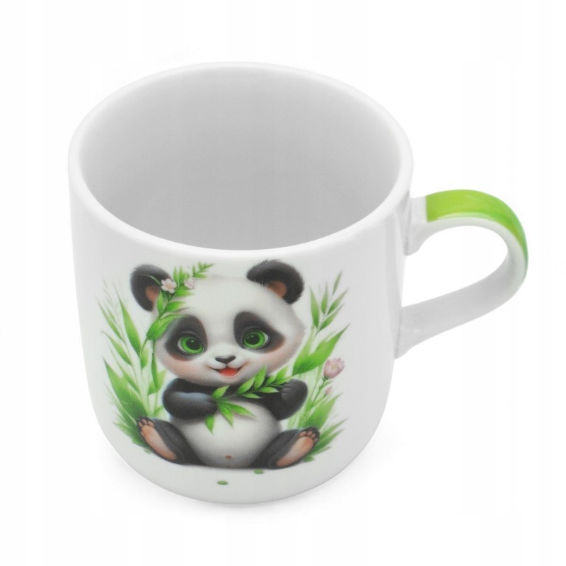 Zestaw obiadowy porcelana dla dzieci Bella Fiore 4 elementy Panda kubek talerzyk miseczka kieliszek na jajko
