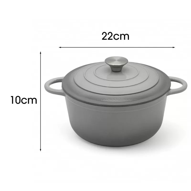 Garnek żeliwny emaliowany 2.5 L MeyerHoff kociołek szary 22 cm