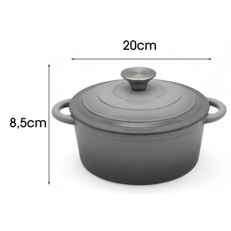 Garnek żeliwny emaliowany 2L MeyerHoff kociołek szary 20 cm
