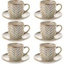 Komplet 6 filiżanek ze spodkami porcelanowych Florina Lehti 250 ml do kawy herbaty zestaw bezowe