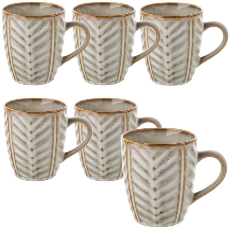 Komplet 6 kubków porcelanowych Florina Lehti 350 ml do kawy herbaty zestaw beżowe