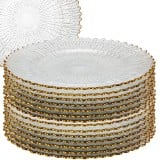 Talerzyki deserowe 20 cm szklane złoty pasek Florina Vera zestaw 12 sztuk spodek na ciasto deser