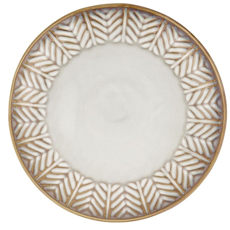 Serwis obiadowy porcelanowy Florina Lehti 42 elementy zestaw talerzy salaterek kubków filiżanek dla 6 osób liście