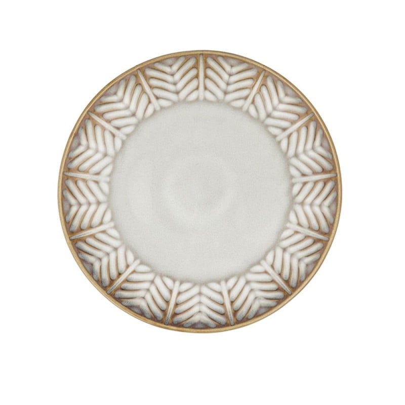 Serwis obiadowy porcelanowy Florina Lehti 42 elementy zestaw talerzy salaterek kubków filiżanek dla 6 osób liście