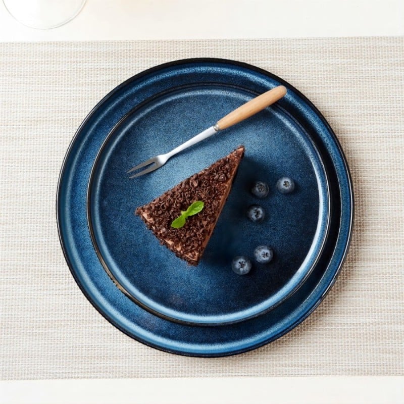Serwis obiadowy porcelanowy Florina Evia Blue 18 elementów zestaw talerzy dla 6 osób modern