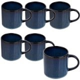 Komplet 6 kubków porcelanowych Florina Evia Blue 330 ml do kawy herbaty zestaw niebieskie modern